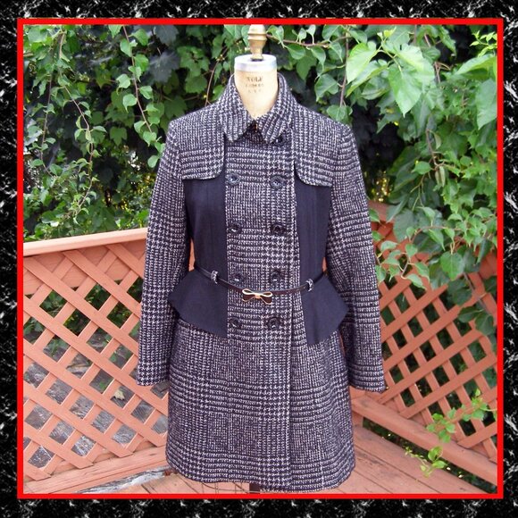 size 8/M Betsey Johnson Wool Blend Dress Coat w/Belt - Picture 1 of 16